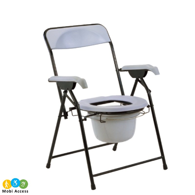 Toilet Chair Plastic Bucket Foldable Powder Coated Steel Frame Commode Chair  By Mobi Access